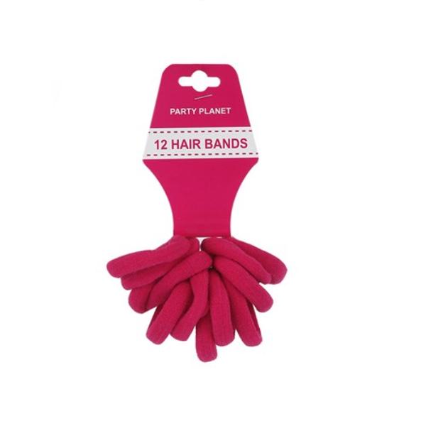 12 Pack Pink Elastic Hair Bands