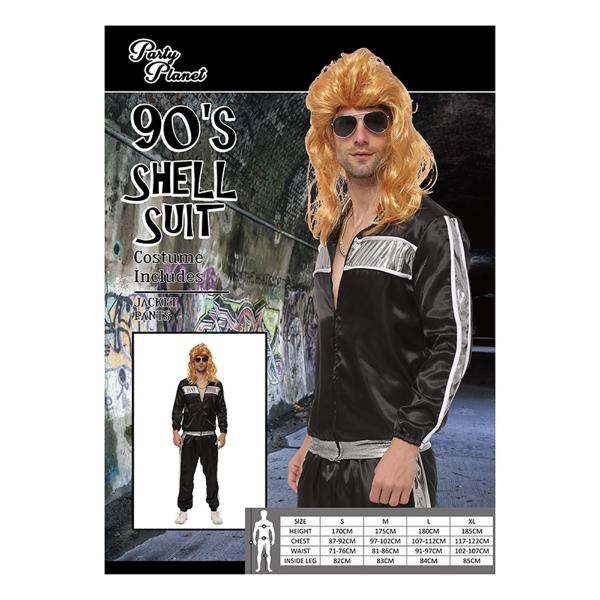 Mens 80s Black Shell Suit Costume - Medium