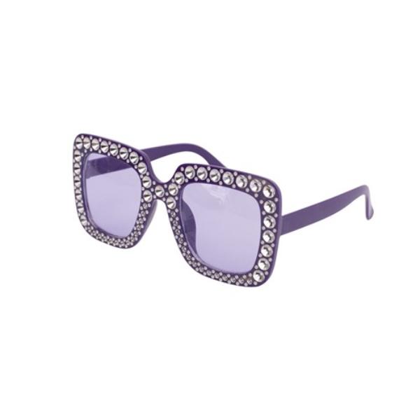 Purple Square Blinged Party Glasses