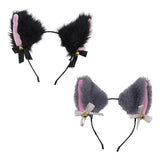 Load image into Gallery viewer, Grey Or Black Furry Cat Ear Headband
