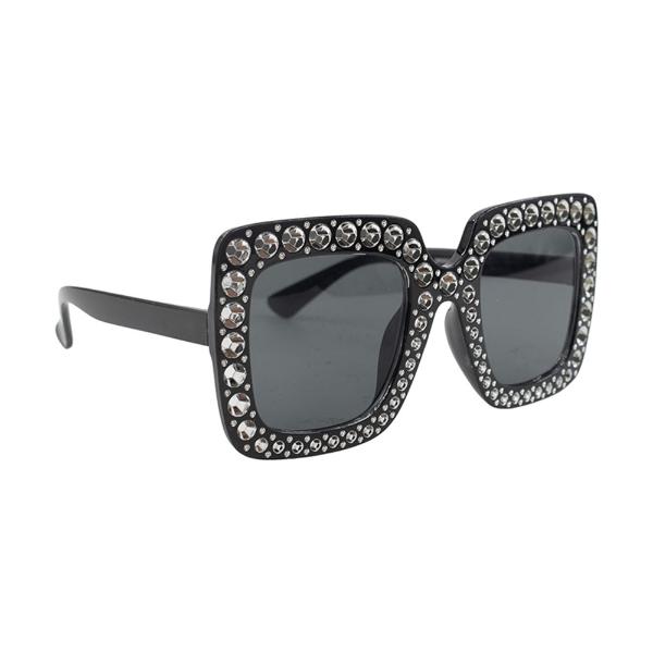 Black Blinged Square Party Glasses