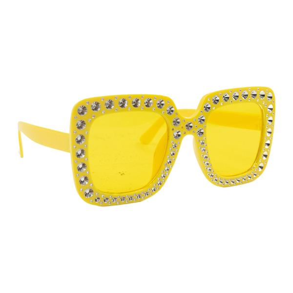 Yellow Blinged Square Party Glasses