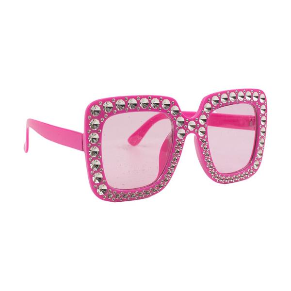 Pink Blinged Square Party Glasses