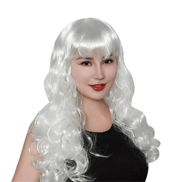 Adult White Wavy Long Party Wig