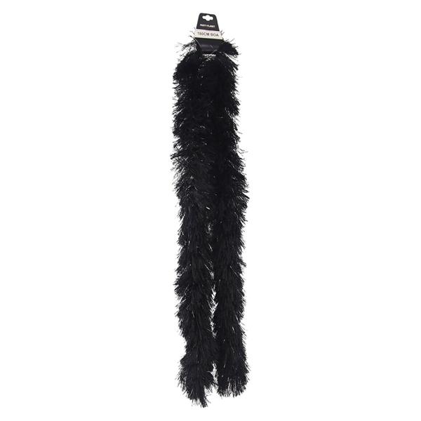 Black Polyester Boa With Tinsel Shreds - 180cm