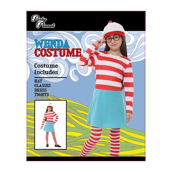 Wally Red & White Striped Girls Costume - 7 - 8 Years