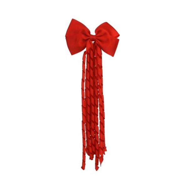 Red Bow Hair Clip With Tassel