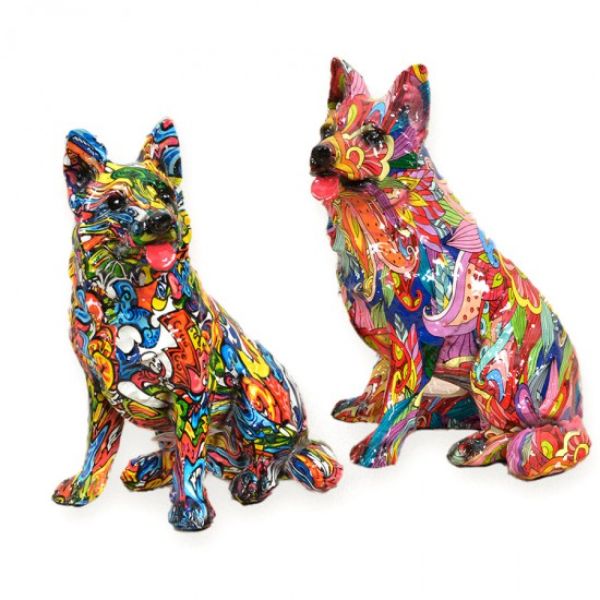 Graffiti Dog Statue - 19cm