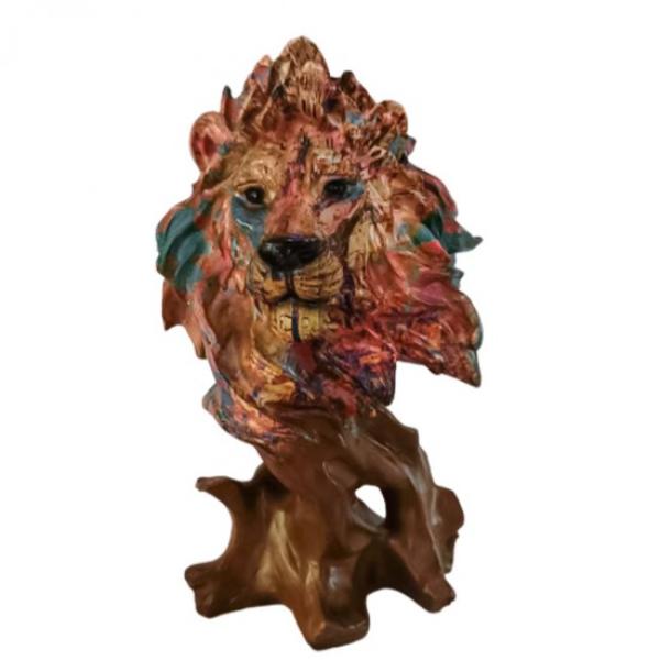 Resin Lion Head Statue - 28cm
