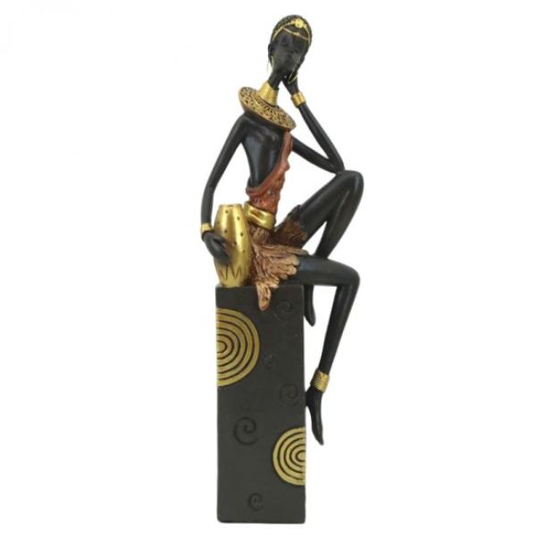 Black & Gold African Desktop Statue - 33.5cm
