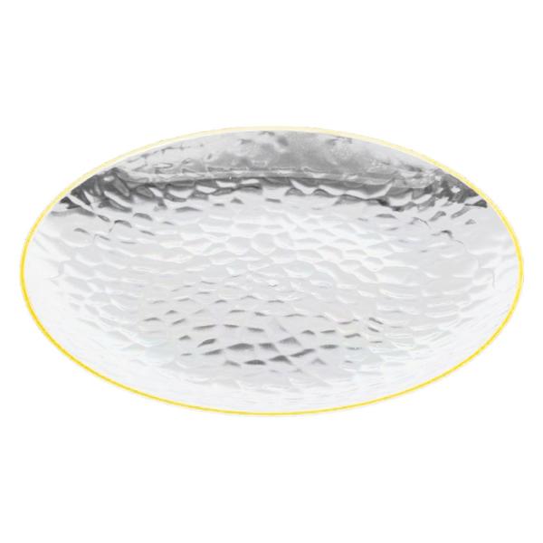 10 Pack Gold Rim Heavy Duty Clear Dimpled Plate - 23cm