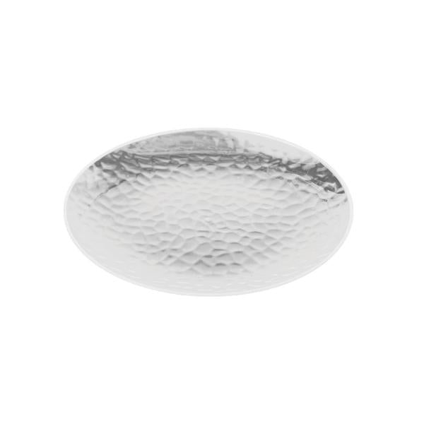 10 Pack Silver Rim Heavy Duty Clear Dimpled Plate - 18cm