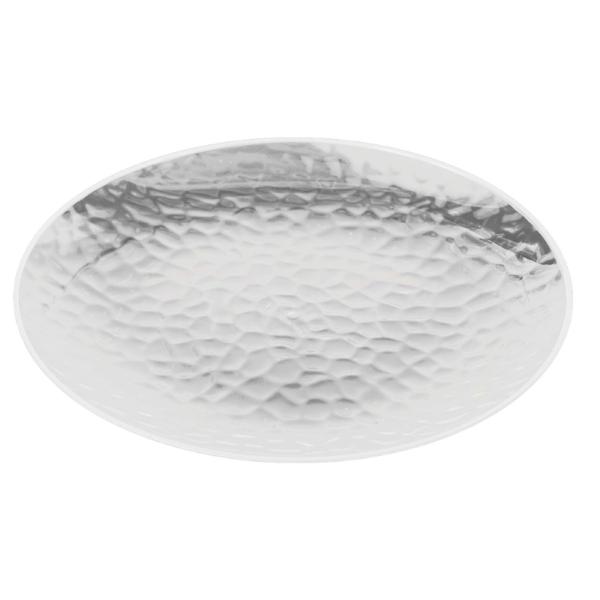 10 Pack Silver Rim Heavy Duty Clear Dimpled Plate - 23cm