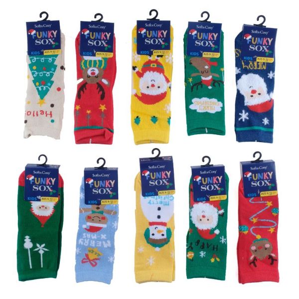 Funky Christmas Crew Cut Kids Socks