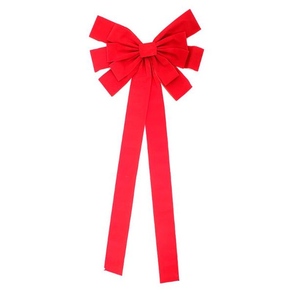 Red Extra Large Flocked Bow - 48cm x 13cm x 120cm