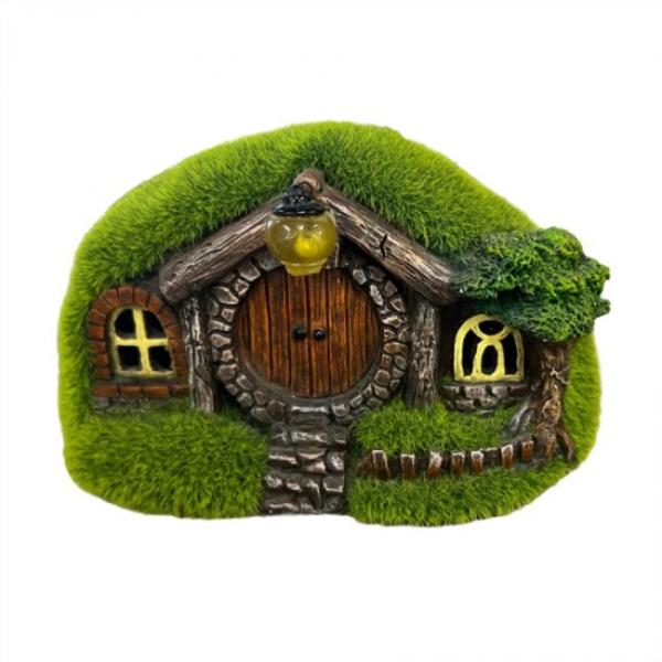 Green Haven Solar Resin Fairy Dwarf Garden House - 18cm