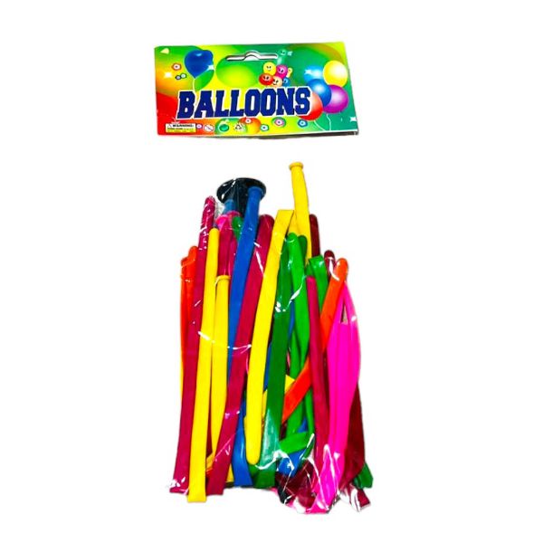 100 Pack Multi Colour Long Balloons