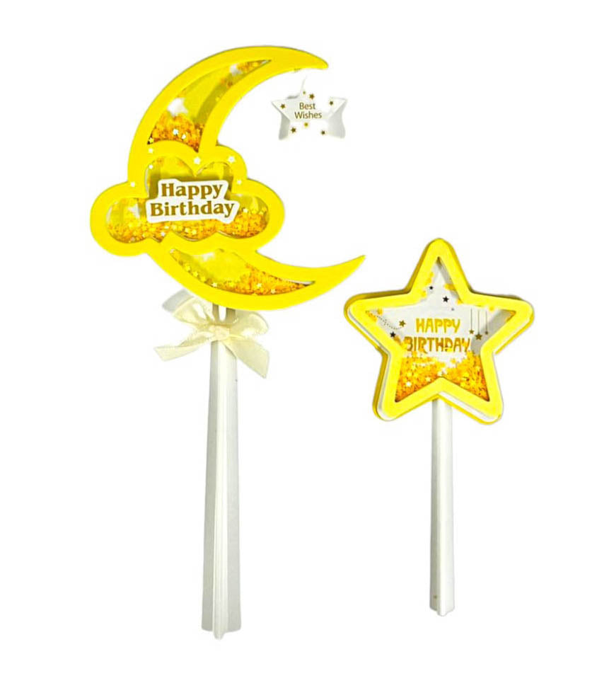 2 Pack Moon & Star Cake Topper