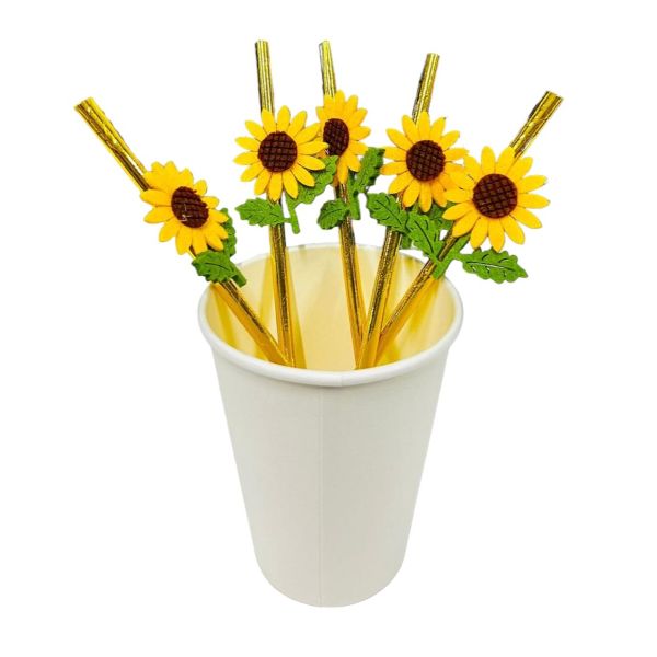 5 Pack Sunflower Paper Straw