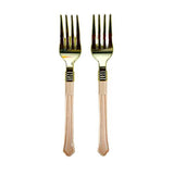 Load image into Gallery viewer, 12 Pack Gold With Pink Handle Plastic Forks

