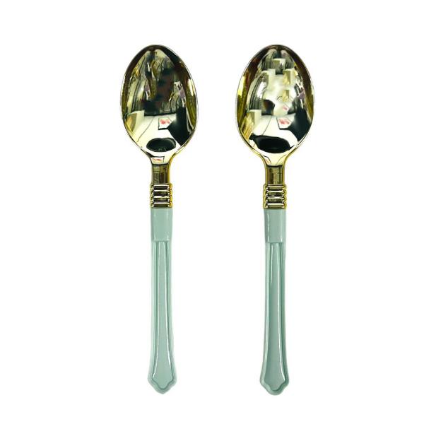 12 Pack Gold With Mint Handle Spoons