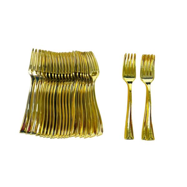 24 Pack Gold Mini Plastic Fork