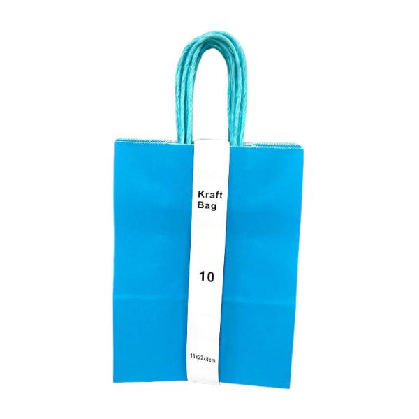 10 Pack Blue Kraft Bag 16cm x 22cm x 8cm