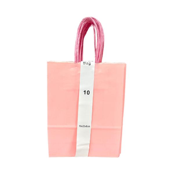 10 Pack Pink Kraft Bag - 16cm x 22cm x 8cm