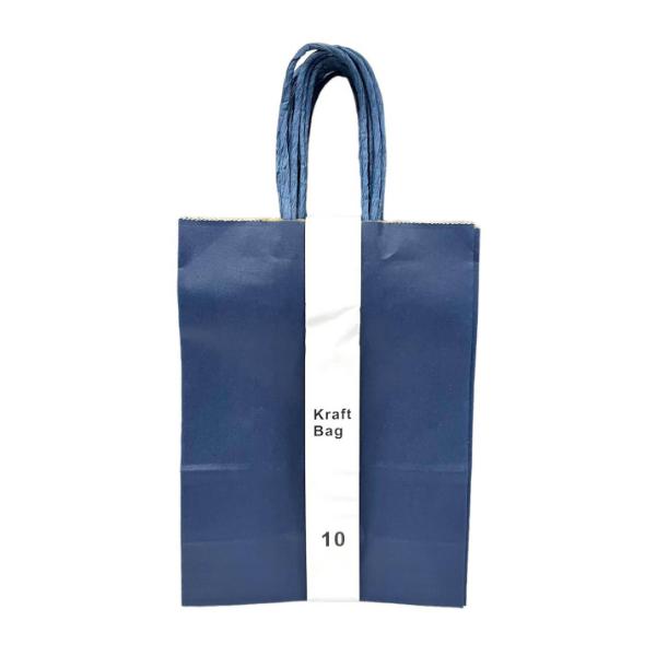 10 Pack Navy Blue Kraft Bag - 16cm x 22cm x 8cm