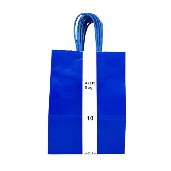 10 Pack Royal Blue Kraft Bag - 16cm x 22cm x 8cm