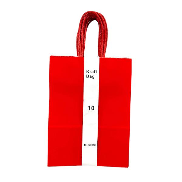 20 Pack Red Kraft Bag - 16cm x 22cm x 8cm