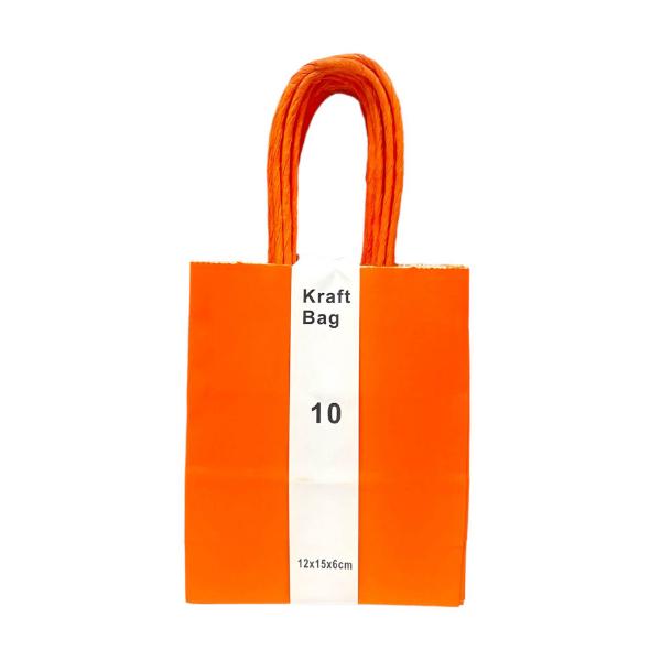 10 Pack Orange Kraft Bag - 12cm x 15cm x 6cm