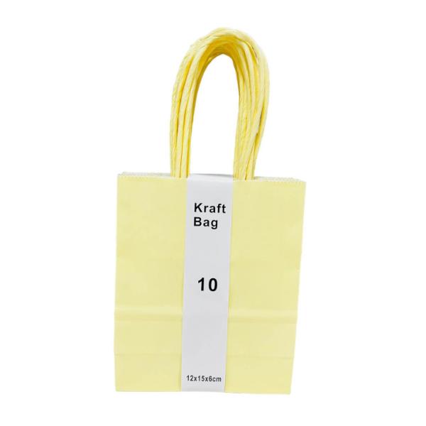 10 Pack Yellow Kraft Bag - 12cm x 15cm x 6cm