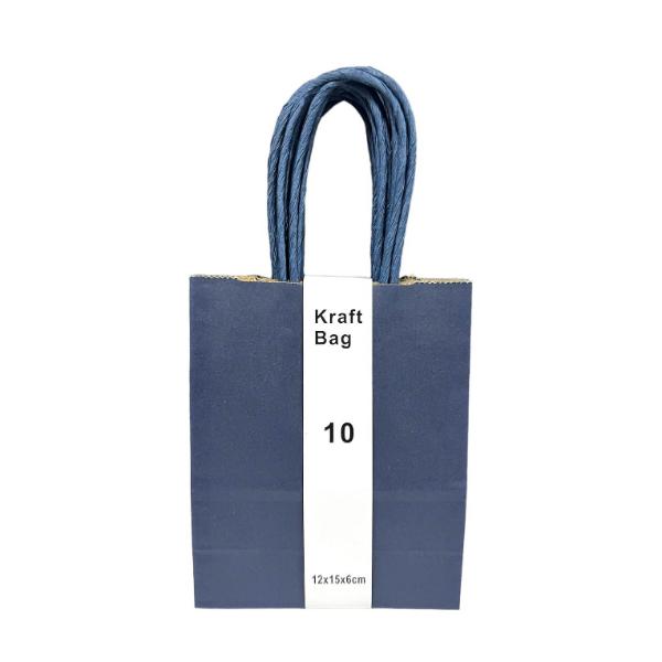 10 Pack Navy Blue Kraft Bag - 12cm x 15cm x 6cm