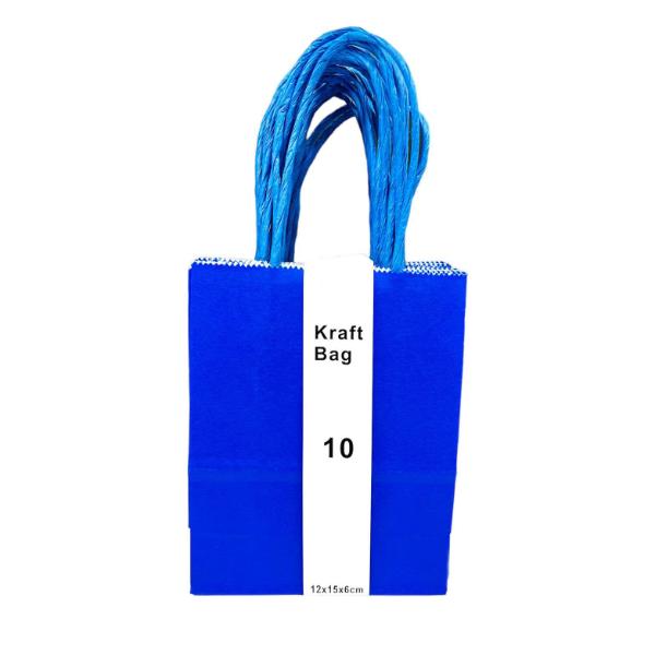 10 Pack Royal Blue Kraft Bag - 12cm x 15cm x 6cm