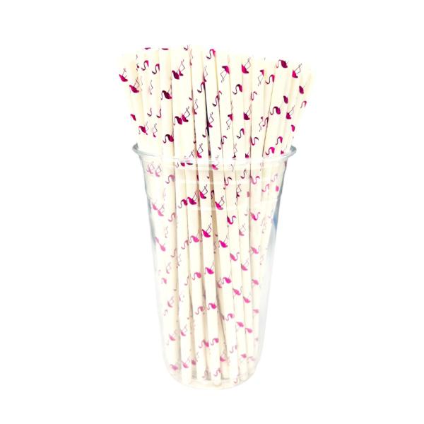 50 Pack Purple Foil Flamingo Straws
