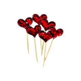 Load image into Gallery viewer, 6 Pack Sequin Red Or Pink Heart Shape Cake Topper
