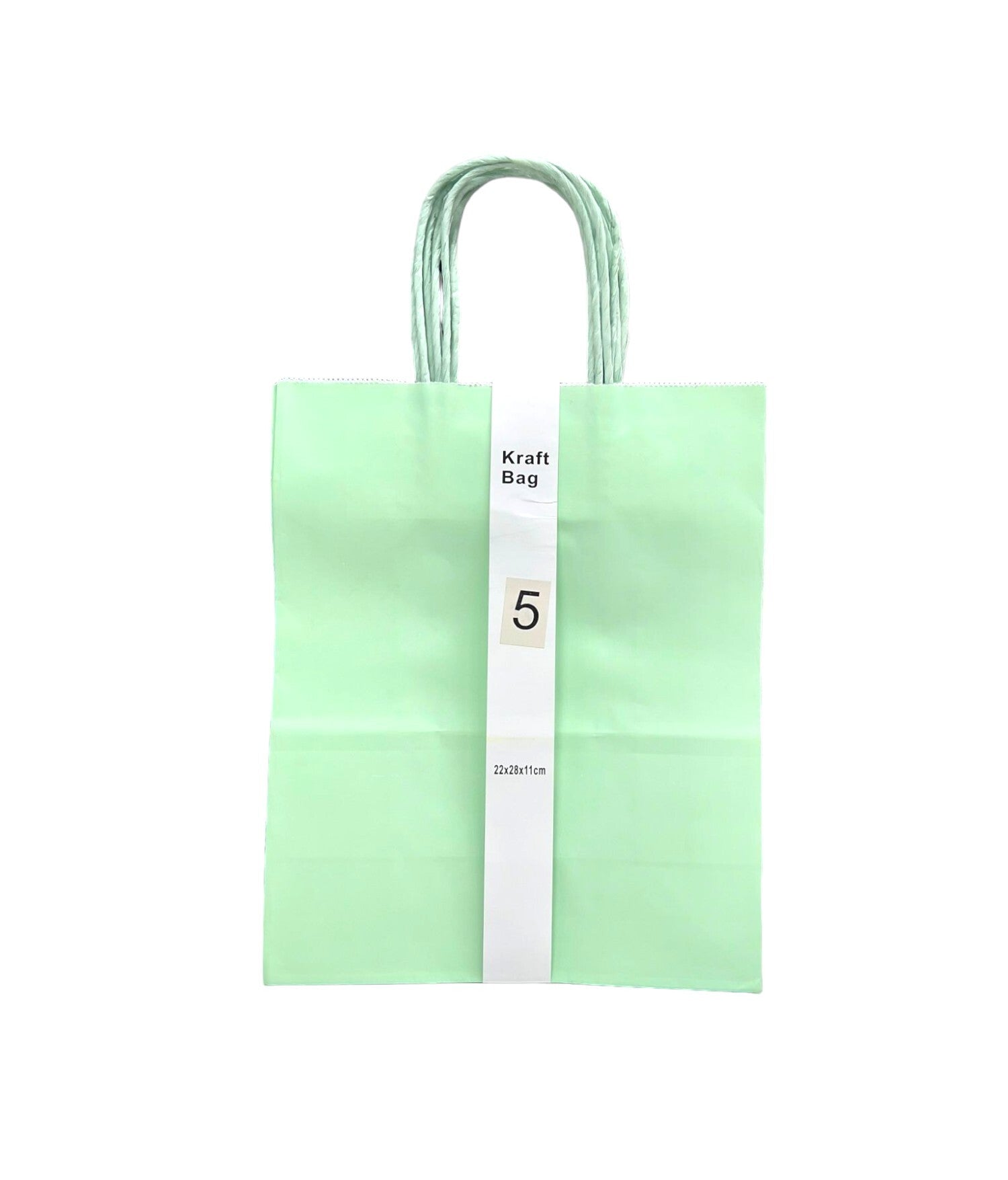 5 Pack Mint Green Kraft Bag - 22cm x 28cm x 11cm