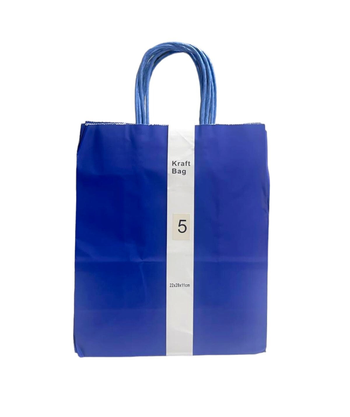 5 Pack Blue Kraft Bag - 22cm x 28cm x 11cm