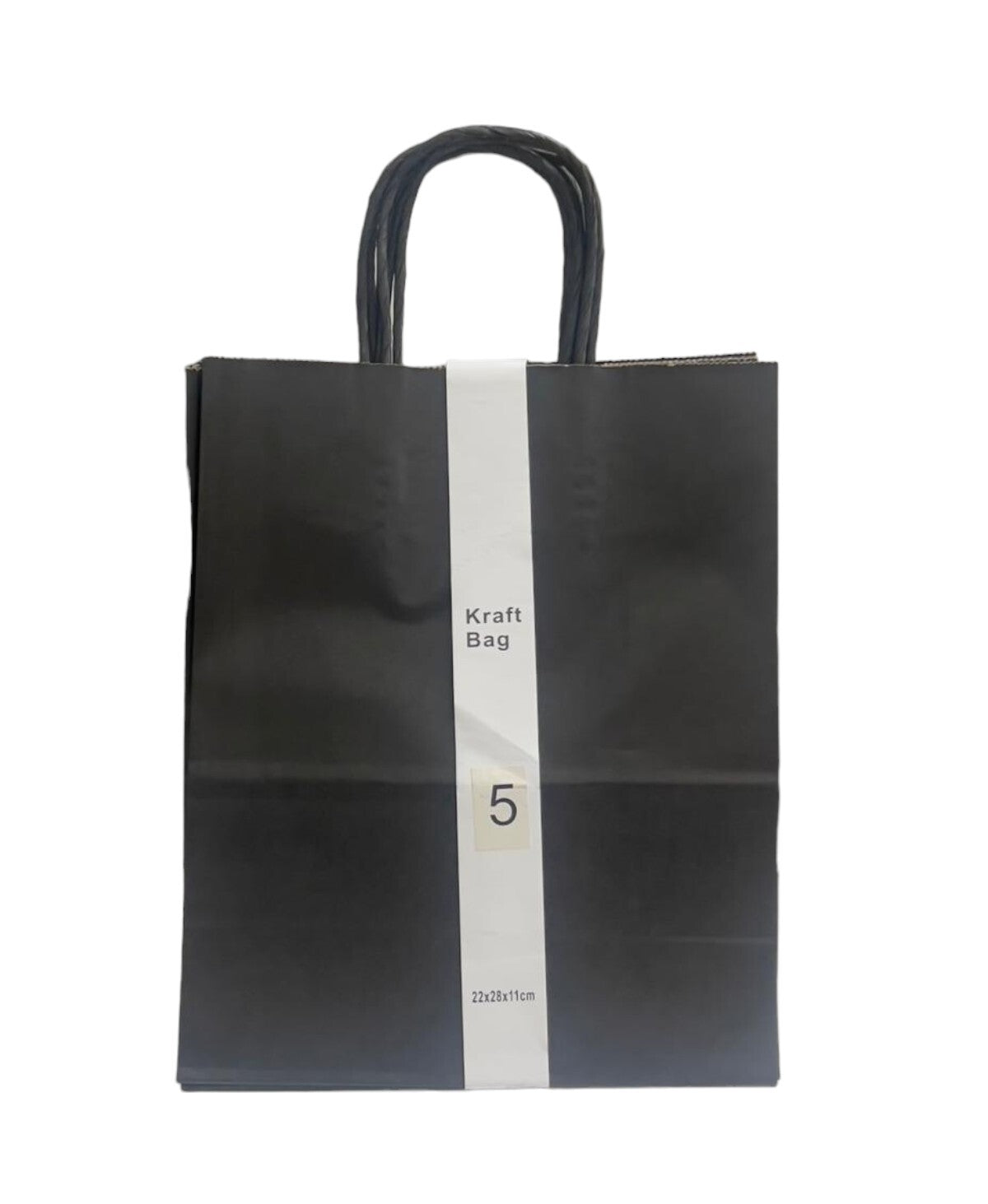 5 Pack Black Kraft Bag - 22cm x 28cm x 11cm