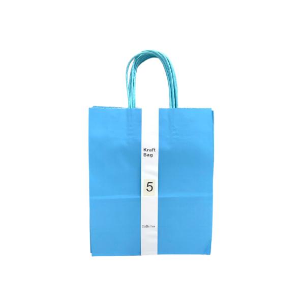 5 Pack Light Blue Kraft Bag - 22cm x 28cm x 11cm