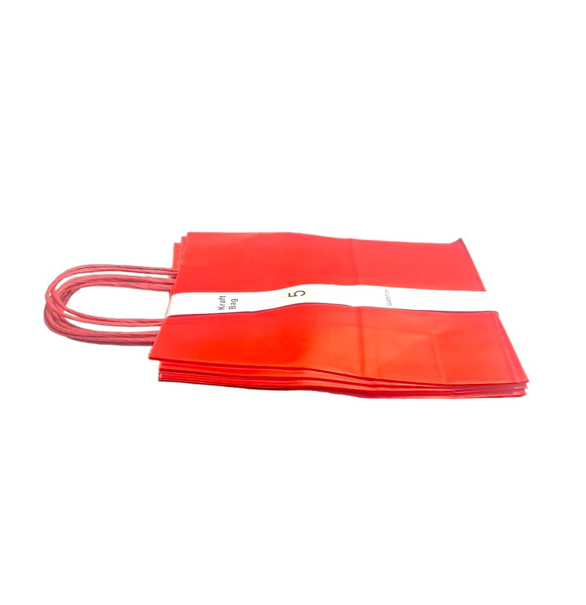 5 Pack Red Kraft Bag - 22cm x 28cm x 11cm