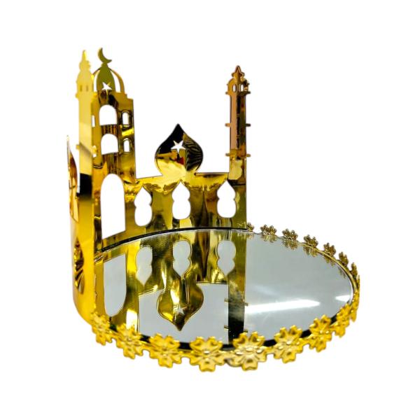 2 Set Of Round Ramadan Mirror Accent Trays