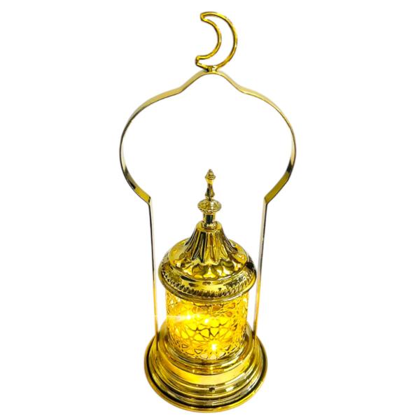 Gold Ramadan Led Lantern With Moon Handle