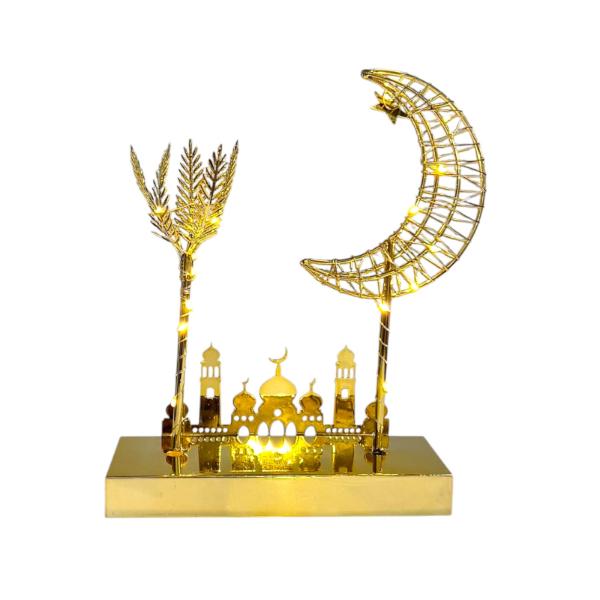 Gold Ramadan Led Moon & Mosque Table Top Decor