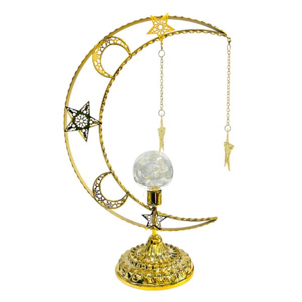 Gold Moon Led Bulb With Hanging Stars Stand