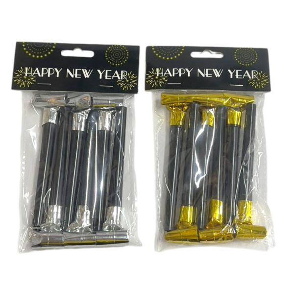 6 Pack Gold Or Silver Party Blowers