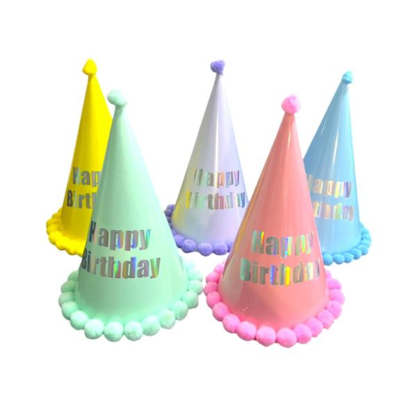 Pastel Tall Party Hat With Pom Pom - 30cm