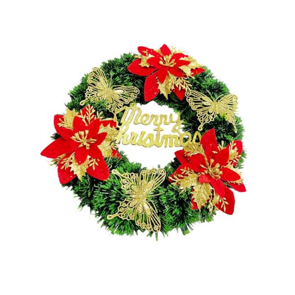 Merry Christmas Flower Wreath - 30cm