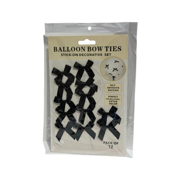 12 Pack Black Balloon Bows & Adhesive